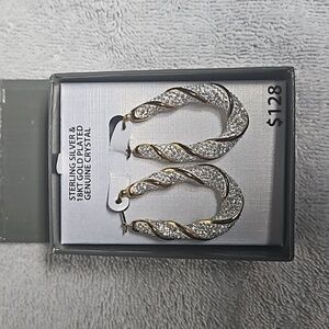 Sterling Silver 18kt Gold Plated Hoop Earrings